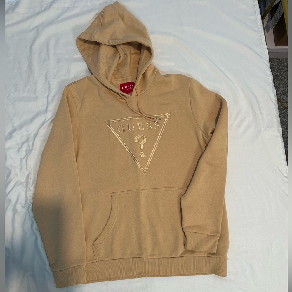 Guess Beige Logo Hoodie for Men